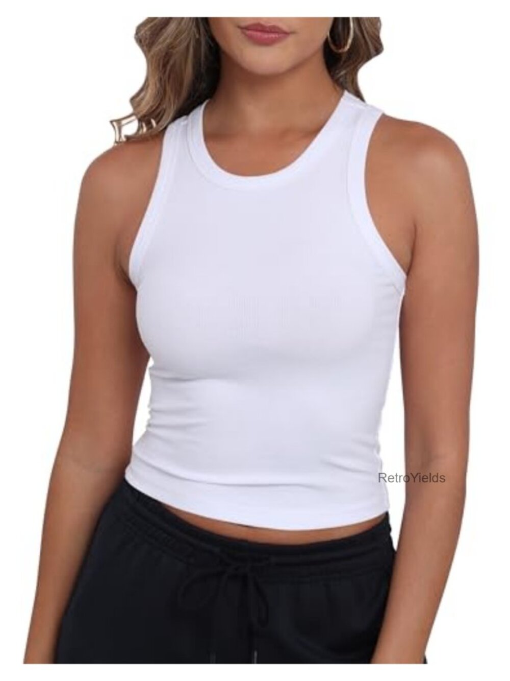 Women's Sleeveless High Neck Ribbed Knit Fitted Tank Top